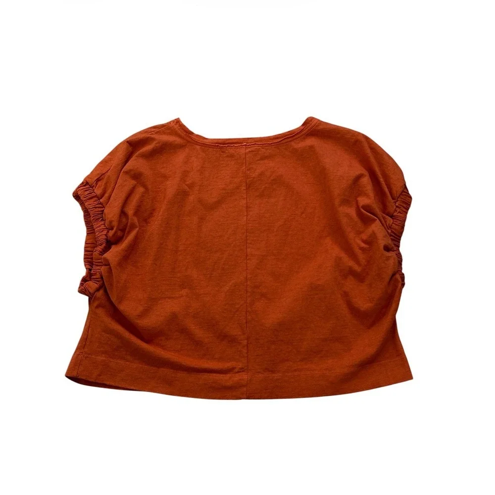 Free People FP Beach Rose Tyrie Ruched Sleeve Boxy Crop Top NWT Size M